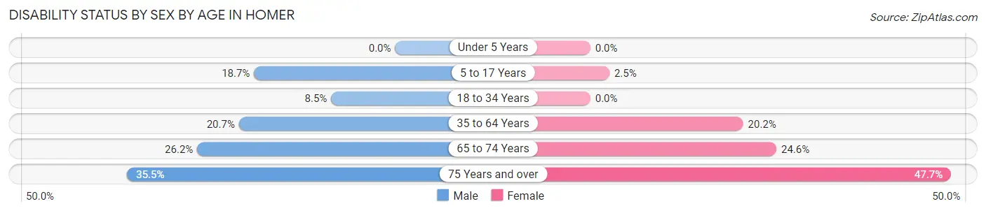 Disability Status by Sex by Age in Homer