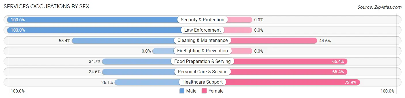 Services Occupations by Sex in Houghton Lake