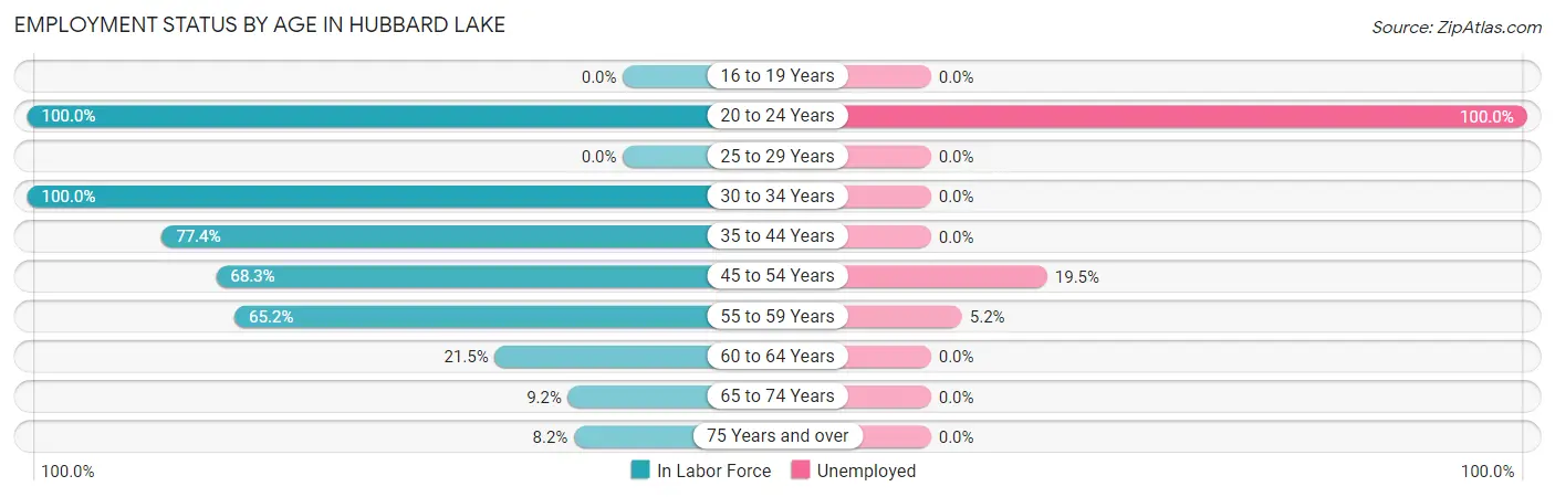 Employment Status by Age in Hubbard Lake