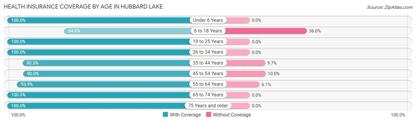 Health Insurance Coverage by Age in Hubbard Lake
