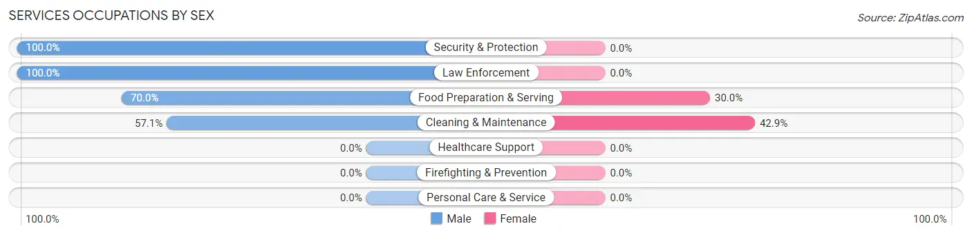 Services Occupations by Sex in Hubbard Lake