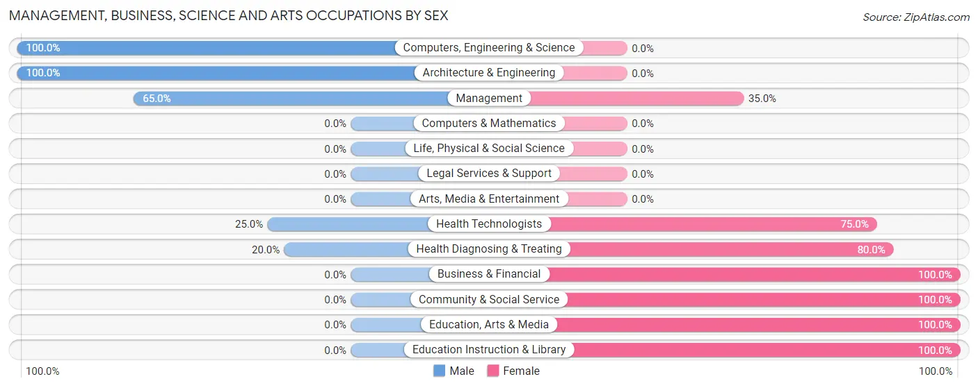 Management, Business, Science and Arts Occupations by Sex in Hubbardston