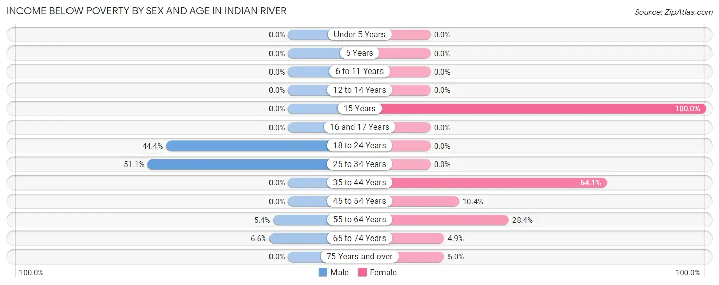 Income Below Poverty by Sex and Age in Indian River