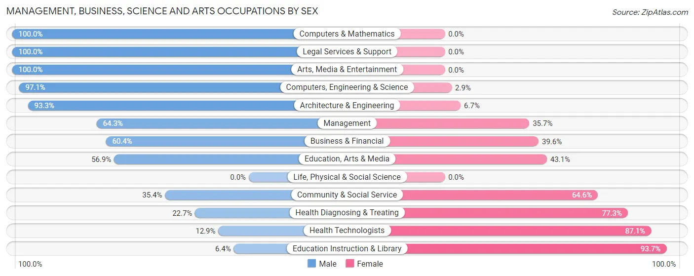 Management, Business, Science and Arts Occupations by Sex in Iron Mountain