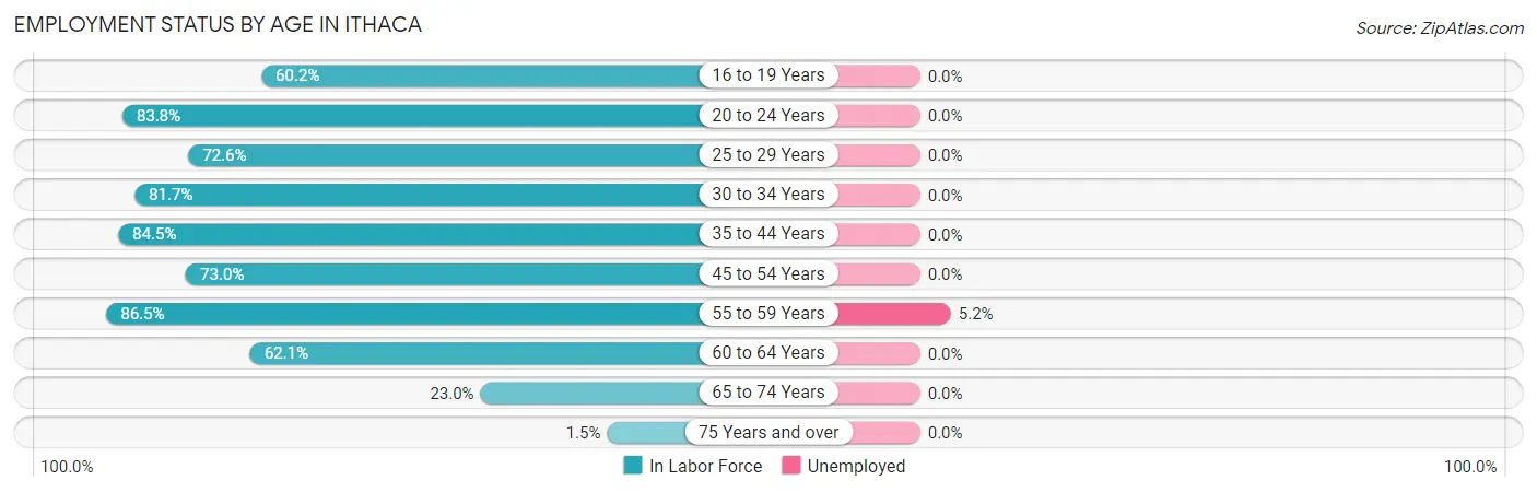 Employment Status by Age in Ithaca