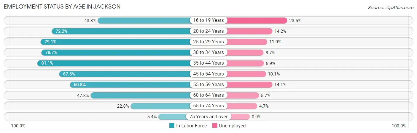 Employment Status by Age in Jackson