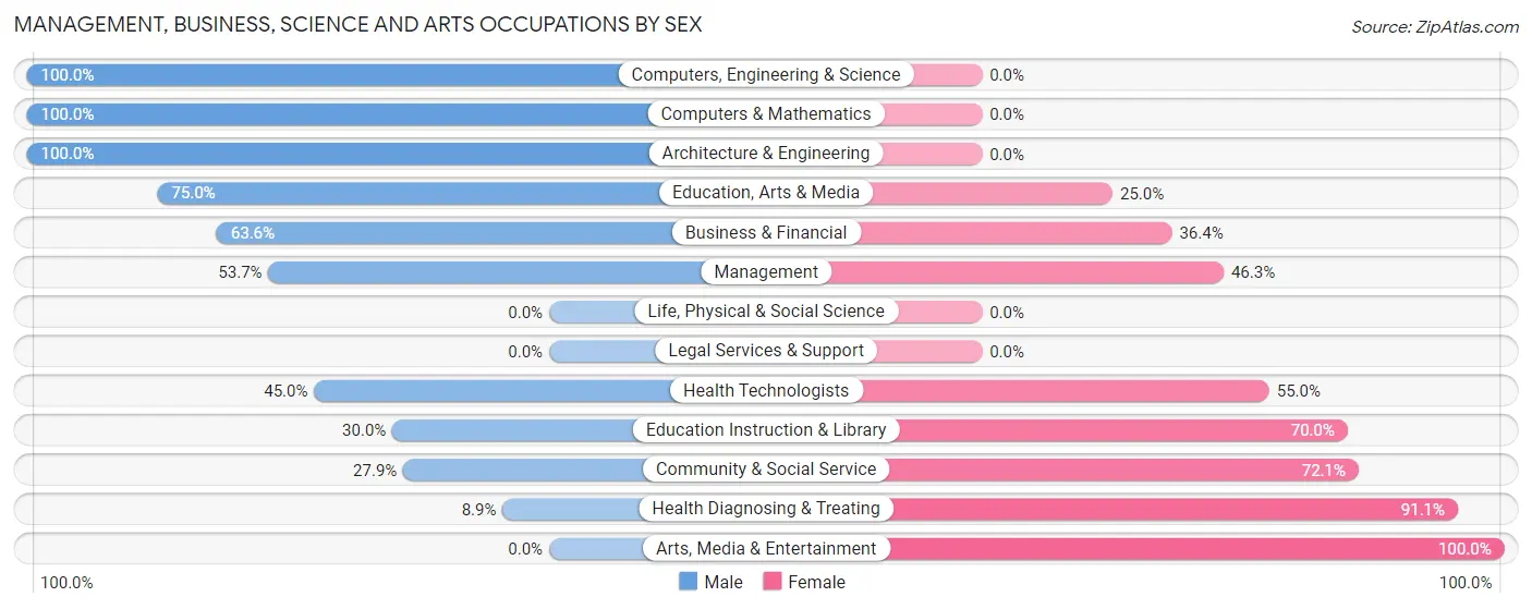 Management, Business, Science and Arts Occupations by Sex in K I Sawyer