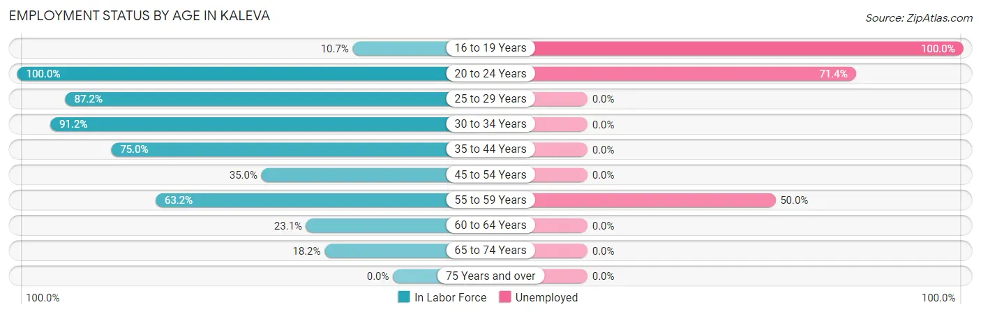 Employment Status by Age in Kaleva