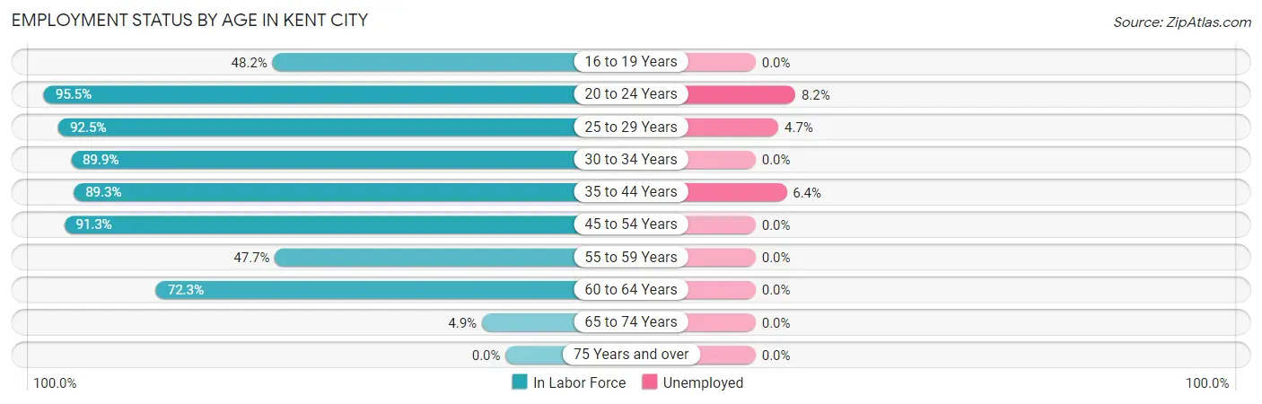 Employment Status by Age in Kent City