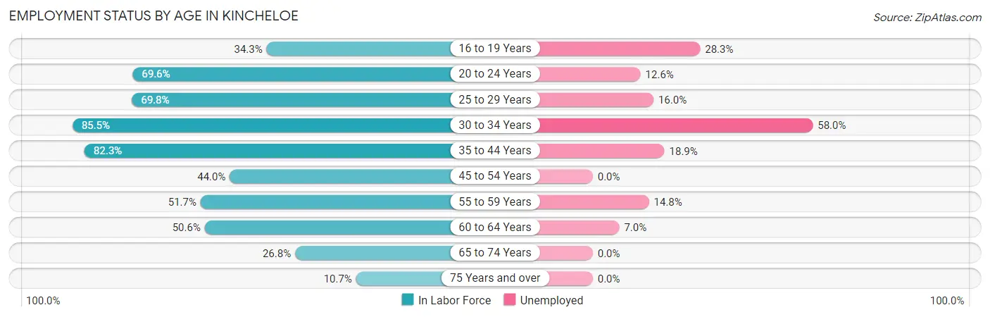 Employment Status by Age in Kincheloe