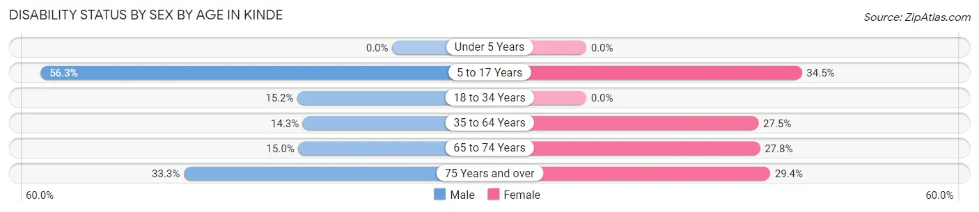 Disability Status by Sex by Age in Kinde