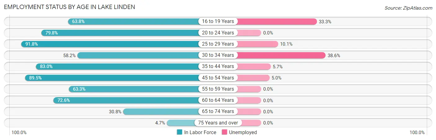 Employment Status by Age in Lake Linden