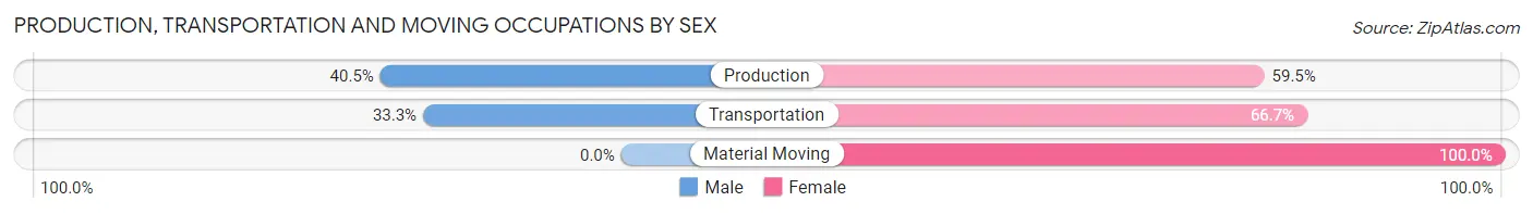 Production, Transportation and Moving Occupations by Sex in Lake Linden