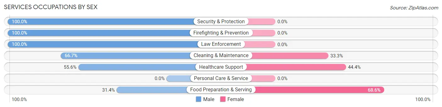 Services Occupations by Sex in Lake Linden