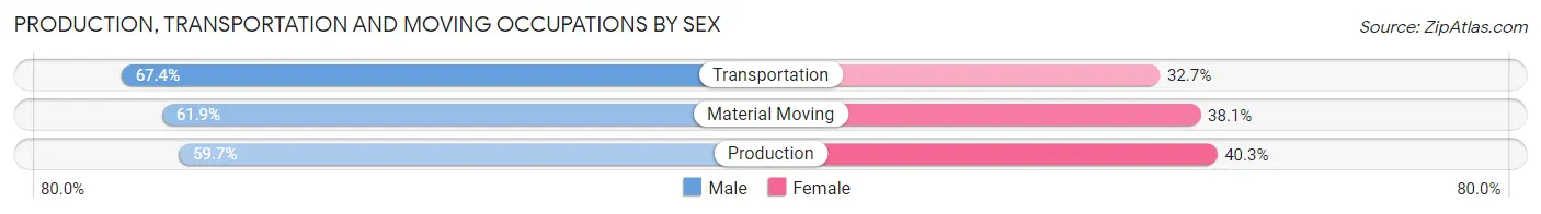 Production, Transportation and Moving Occupations by Sex in Lake Odessa