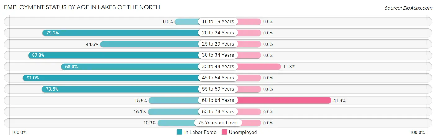 Employment Status by Age in Lakes of the North