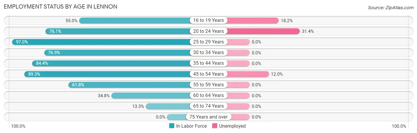 Employment Status by Age in Lennon