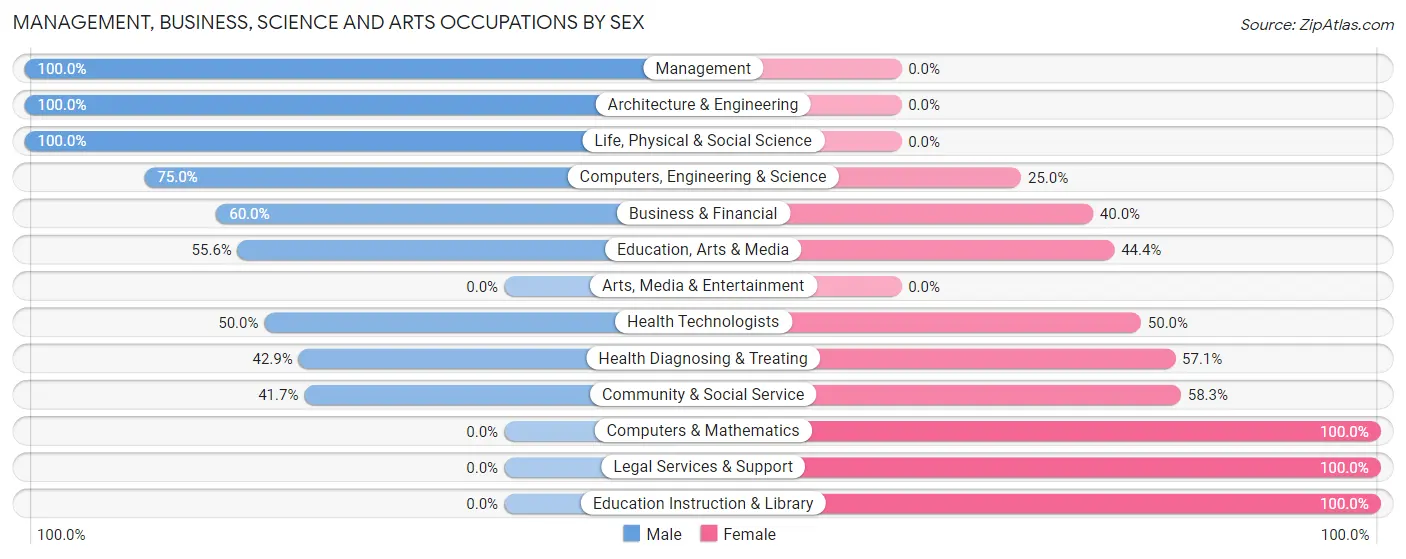 Management, Business, Science and Arts Occupations by Sex in Lennon