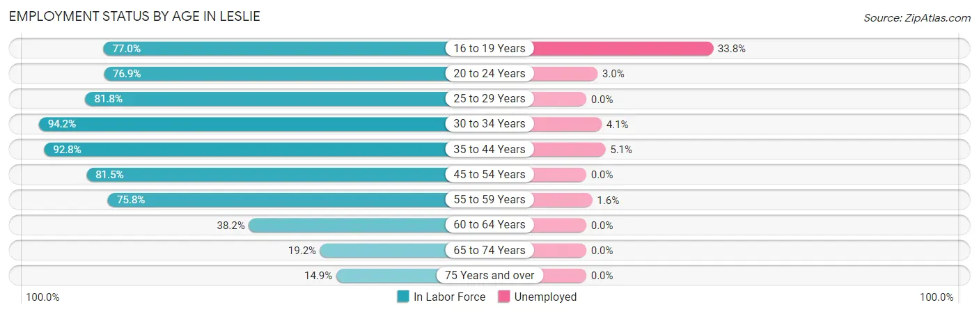 Employment Status by Age in Leslie