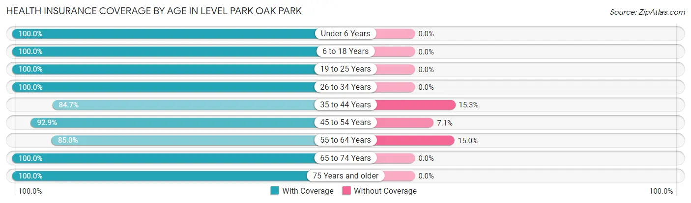 Health Insurance Coverage by Age in Level Park Oak Park