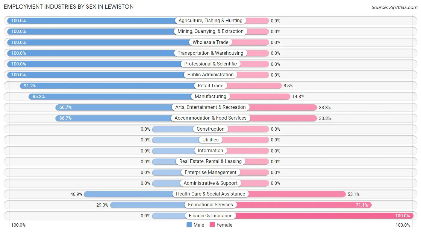 Employment Industries by Sex in Lewiston