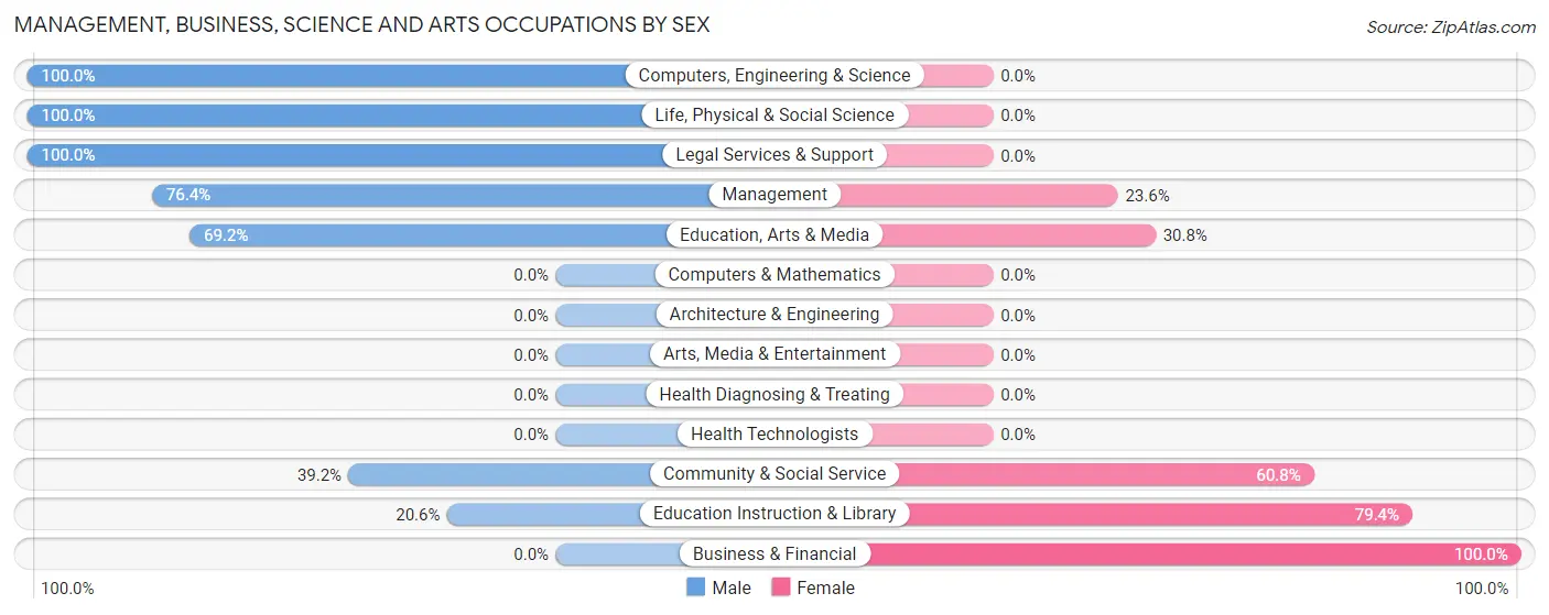 Management, Business, Science and Arts Occupations by Sex in Lewiston