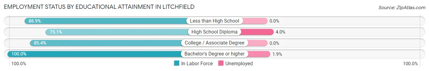Employment Status by Educational Attainment in Litchfield