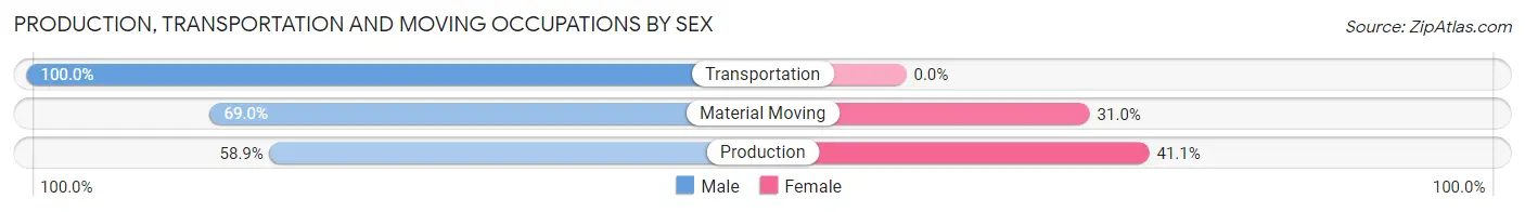 Production, Transportation and Moving Occupations by Sex in Lowell