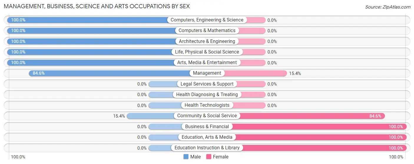 Management, Business, Science and Arts Occupations by Sex in Mackinaw City