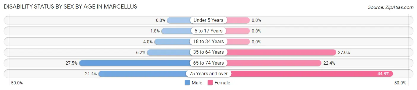 Disability Status by Sex by Age in Marcellus