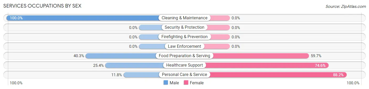 Services Occupations by Sex in Marine City