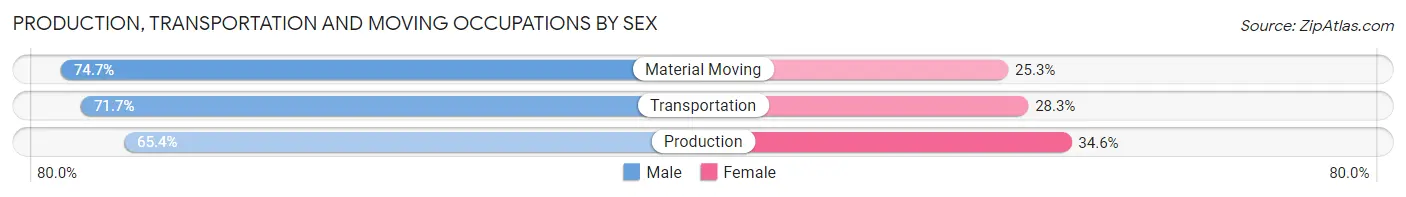 Production, Transportation and Moving Occupations by Sex in Marshall