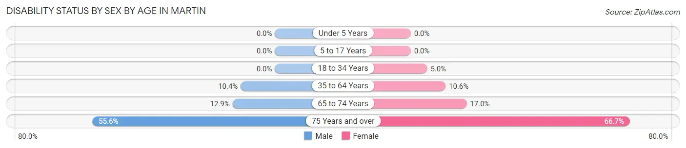 Disability Status by Sex by Age in Martin