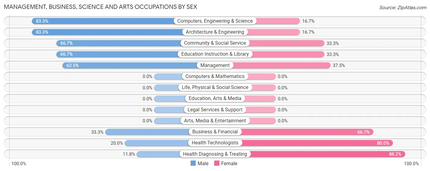 Management, Business, Science and Arts Occupations by Sex in Maybee