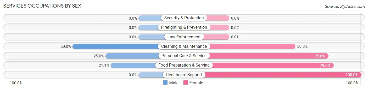 Services Occupations by Sex in Mecosta
