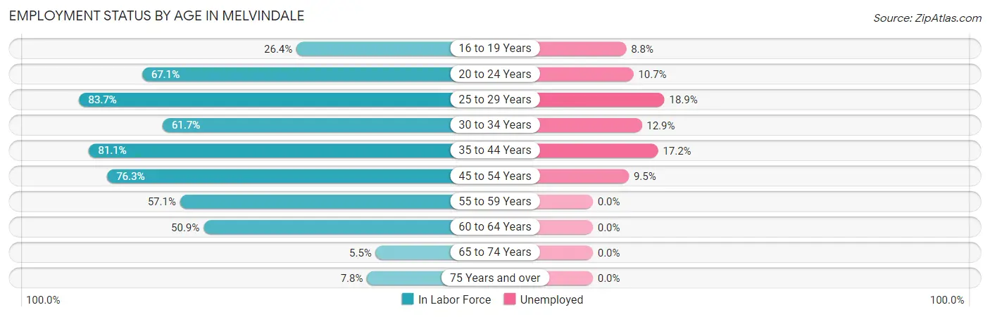 Employment Status by Age in Melvindale