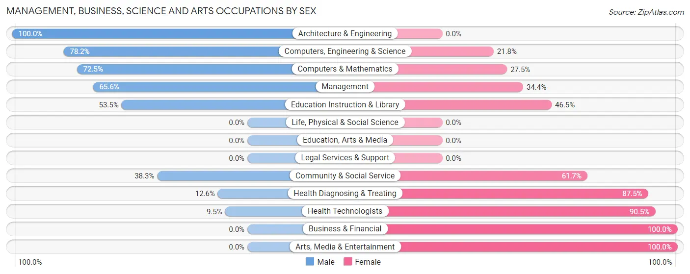 Management, Business, Science and Arts Occupations by Sex in Melvindale