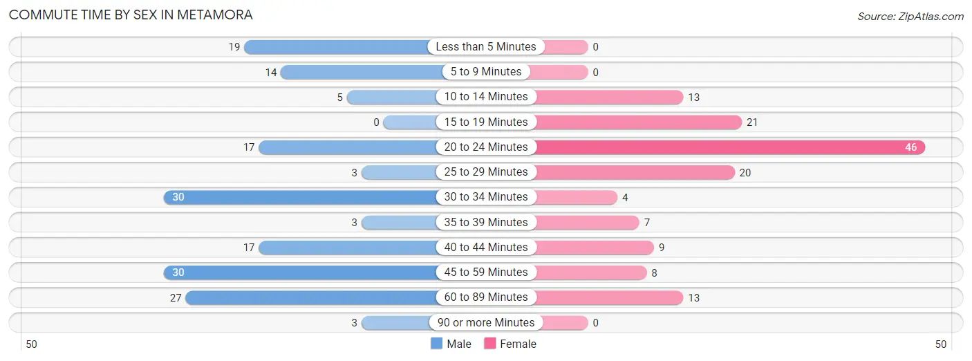 Commute Time by Sex in Metamora