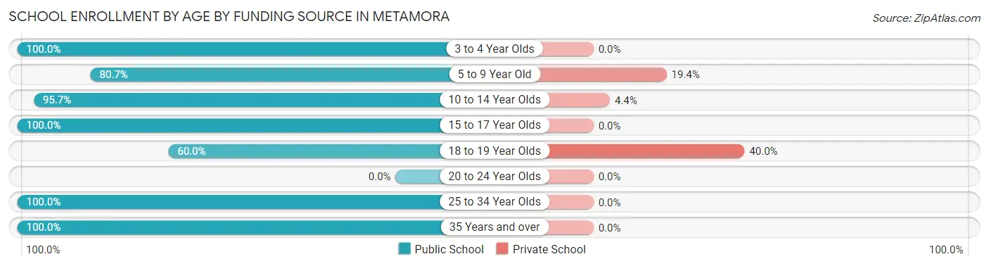 School Enrollment by Age by Funding Source in Metamora