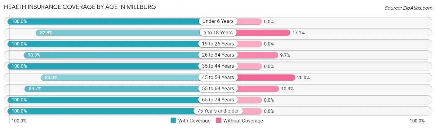 Health Insurance Coverage by Age in Millburg
