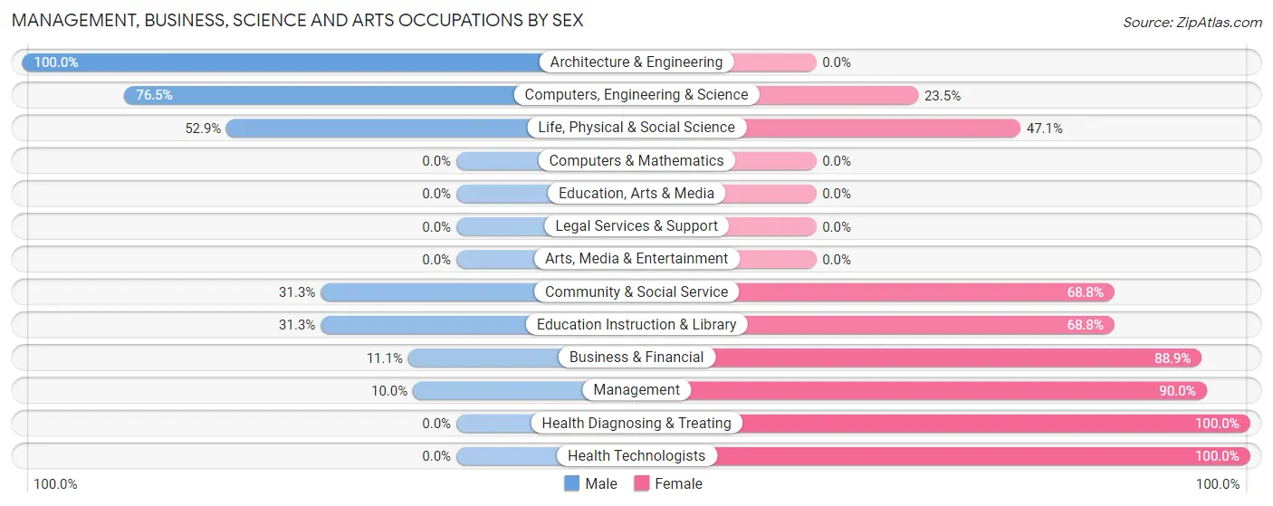 Management, Business, Science and Arts Occupations by Sex in Morenci