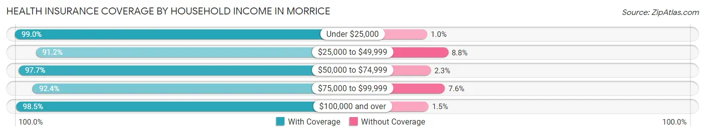 Health Insurance Coverage by Household Income in Morrice