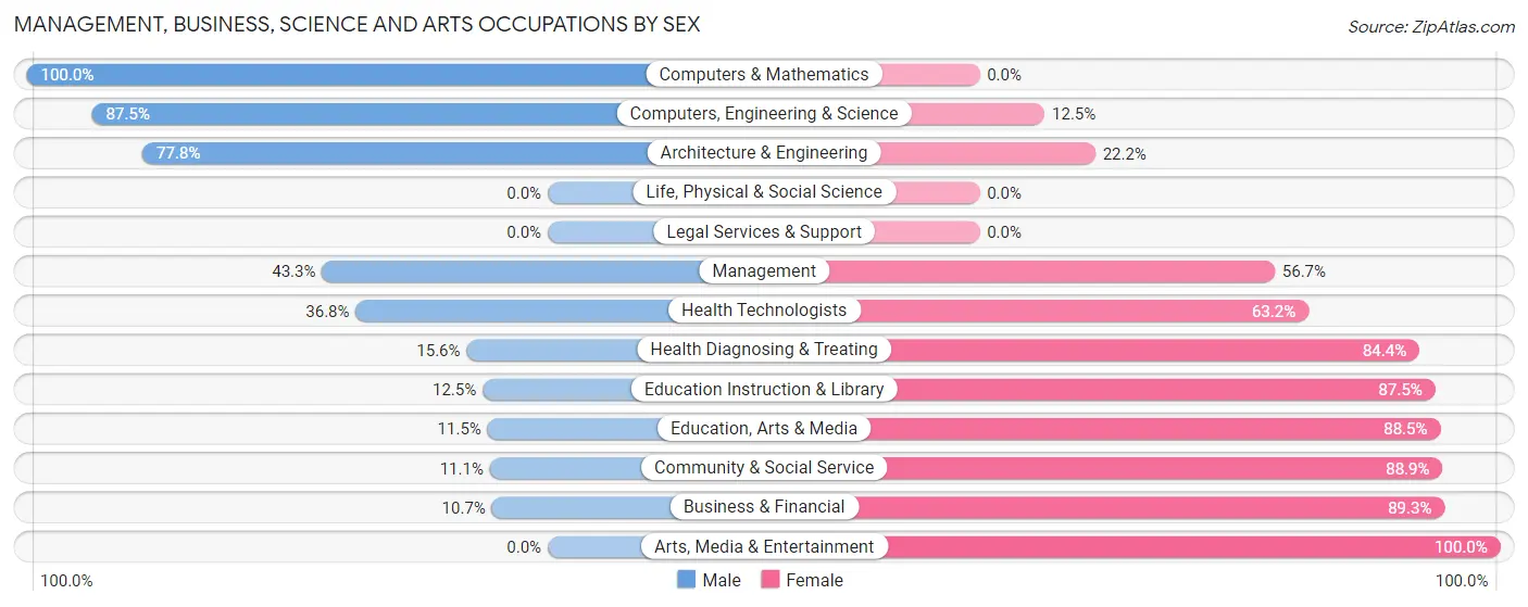 Management, Business, Science and Arts Occupations by Sex in Morrice