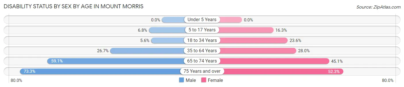 Disability Status by Sex by Age in Mount Morris