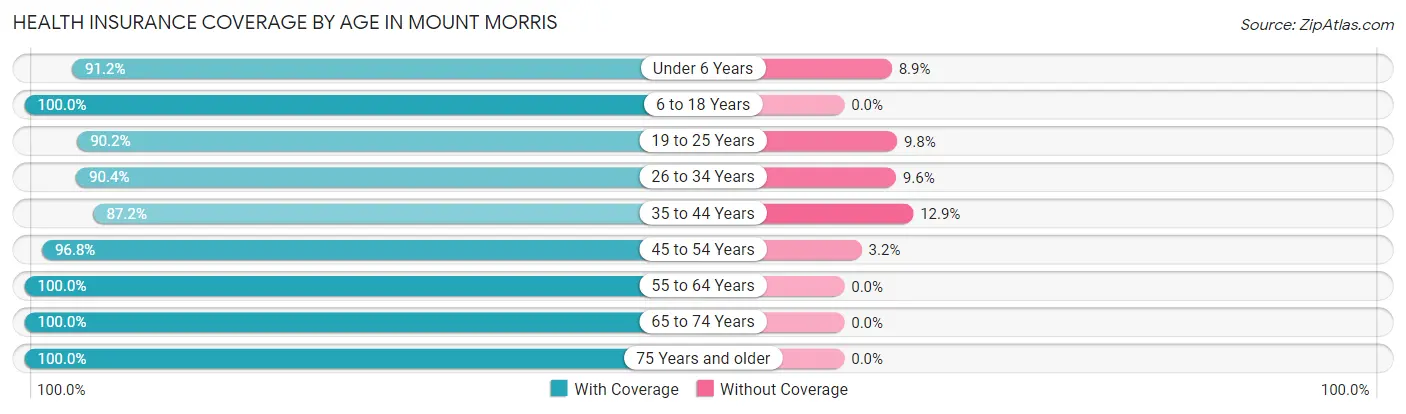 Health Insurance Coverage by Age in Mount Morris