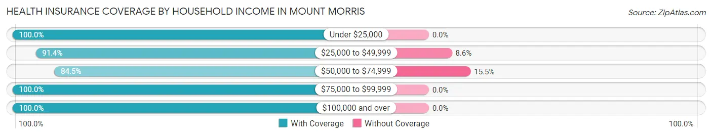 Health Insurance Coverage by Household Income in Mount Morris