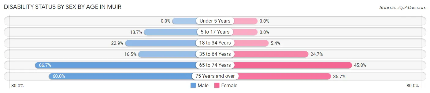 Disability Status by Sex by Age in Muir