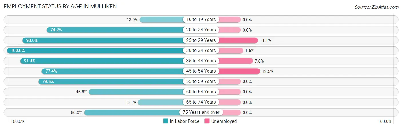 Employment Status by Age in Mulliken