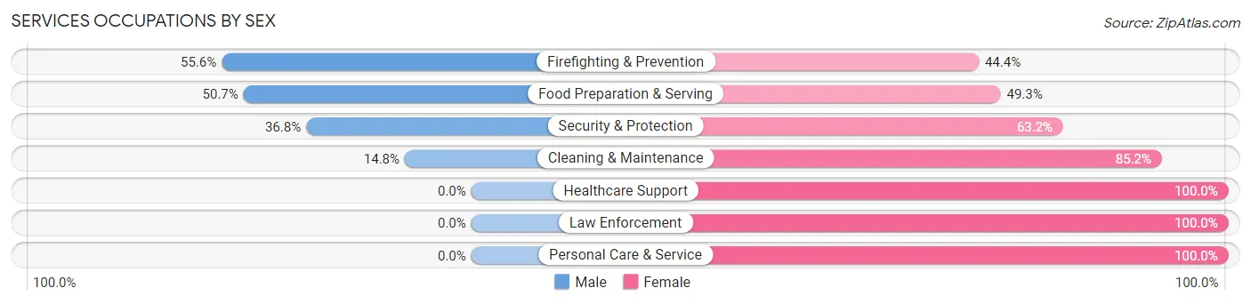 Services Occupations by Sex in Muskegon Heights