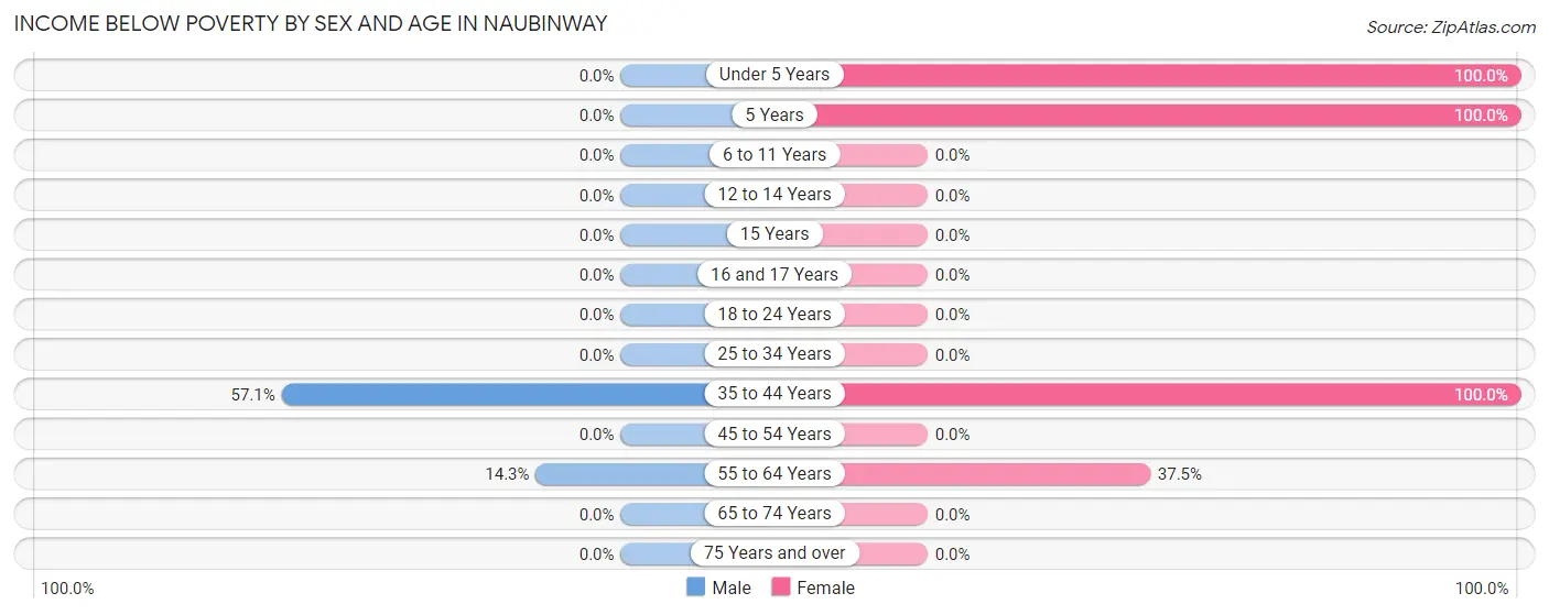 Income Below Poverty by Sex and Age in Naubinway